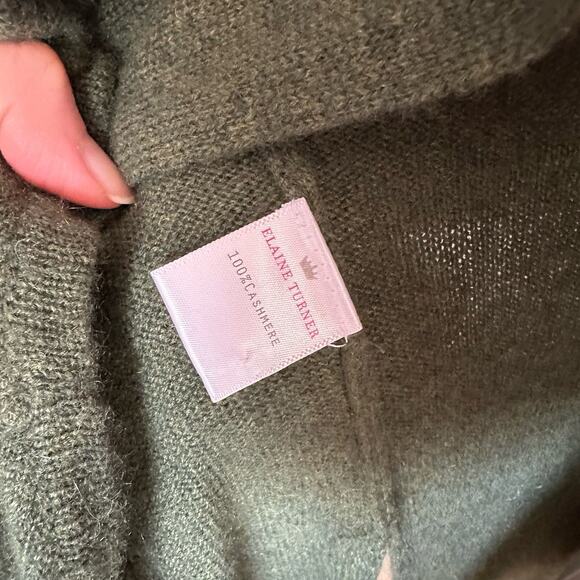 Elaine Turner Cashmere Open Front Cardigan Knit Vest Fringe Draped Collar - Picture 9 of 11